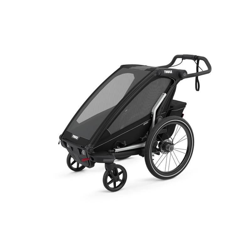 Le modèle 2021 Sport 1 Midnight Black remorque vélo Thule en mode poussette – YGGOR
