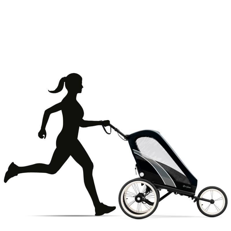 Running avec la poussette sportive Cybex Zeno, modèle All Black - YGGOR
