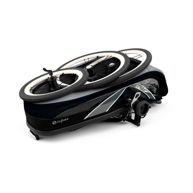 Pliage compact de la poussette sportive Cybex Zeno, modèle All Black - YGGOR
