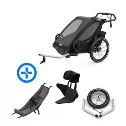 Pack YGGOR bébé sport 2 : remorque vélo Thule Sport 2 noire + hamac + support enfant