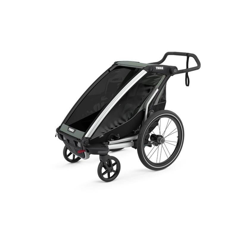 Remorque vélo Thule Lite 1 noire en mode poussette - YGGOR