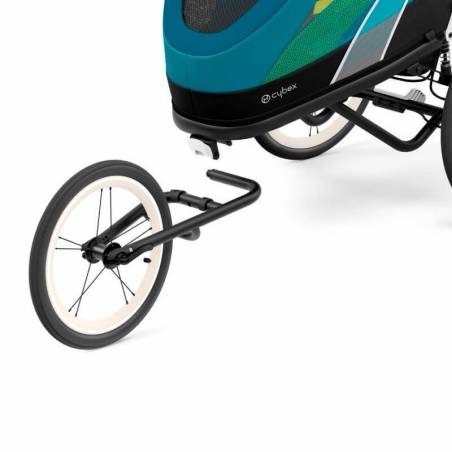Roue avant amovible pour transformer en remorque vélo la poussette sport Cybex Zeno, en version bleue - YGGOR