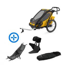 Pack YGGOR bébé sport 2 : remorque vélo Thule Sport 2 jaune + hamac + support enfant + duvet